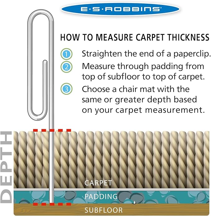 Chair Mats for Medium Pile Carpet, 36" x 48" Rectangle with Lip, Clear Vinyl Crystal Edge