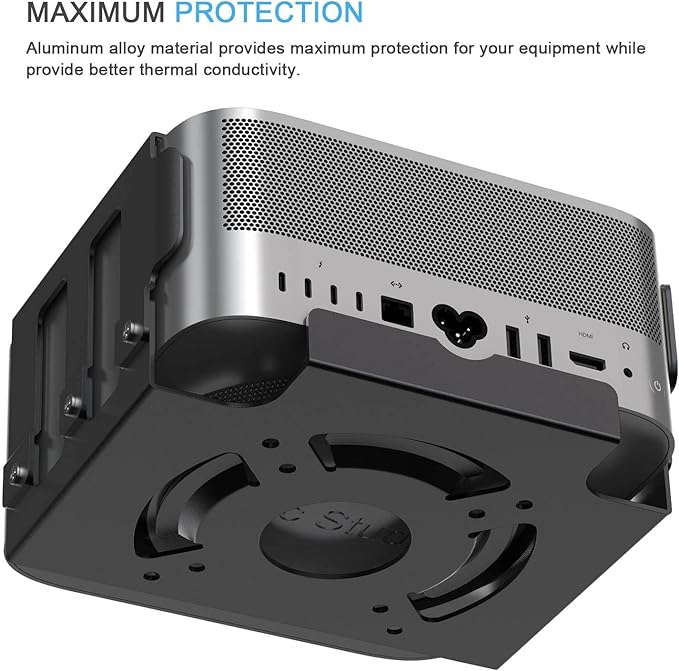 IFCASE Heat Dissipation Design Anti-Scratch Inner Aluminum Under Desk, Wall, Vesa Mount for Mac Studio M4 M3 M2 M1 Max/Ultra (Black)