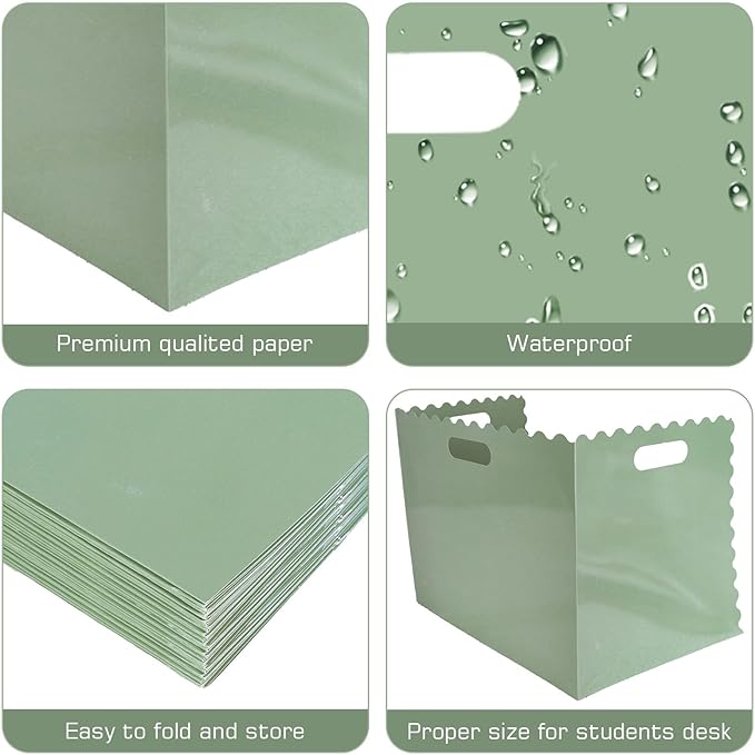 FYSUIMU 24Pcs Student Desk Privacy Boards Sage Green Classroom Desk Divider Shield Privacy Panel Folders Screen Partition for School Teacher Student Test Supplies
