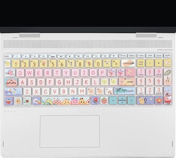 Silicone Keyboard Cover for 15.6 HP Laptop 15-fc 15-fd 15t-fd 15z-fc/HP Pavilion 15-eg 15t-eg 15-eh 15-er, 17z-ca 17-cn 17-cp 17z-cp Model Series,Cute Fruits