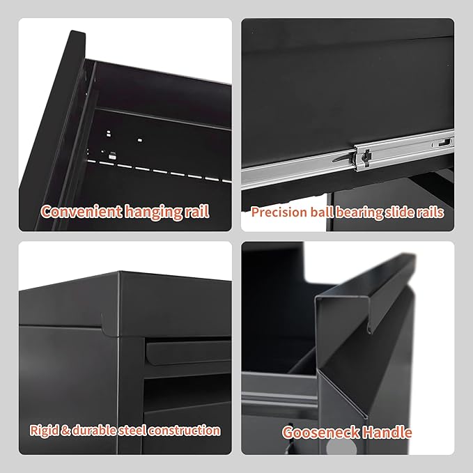 IKIMI 3 Drawer File Cabinet,Metal Filing Cabinets for Home Office,Vertical File Cabinet with Lock,Heavy Duty Metal Storage Cabinet for A4/Letter/Legal Size Files,Assembly Required