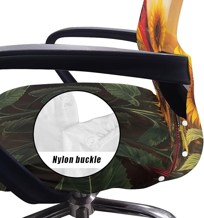 Talayituse Cardinal Sunflower Print Office Chair Covers, Stretch Computer Chair Cover, Universal Boss Chair Covers Modern Simplism Style High Back Chair Slipcover, Large