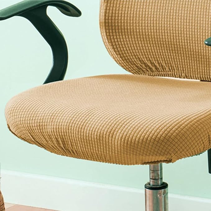 Sunnyway Stretchable Office Chair Seat Cover, Elastic Chair Slipcover with Tie Straps, Dining Chair Slipcover Machine Washable, Fits Seat Size 17.7"-21.7" (Brown)