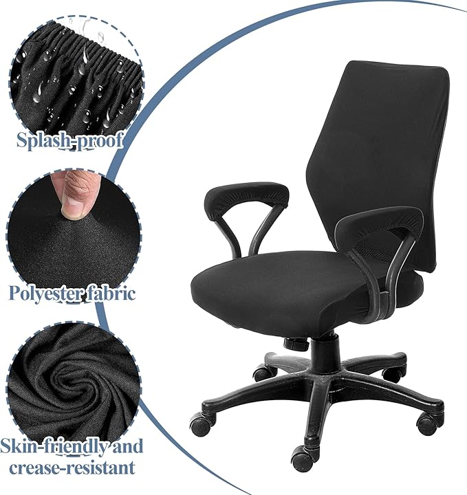 4 Pcs Computer Chair Covers with Armrest - Universal Protective Stretchable Office Chair Cover - Office Gaming Chairs Seat Cover for Swivel Chairs Rotating