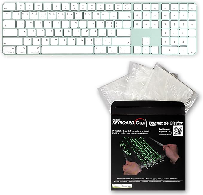 Fully Covered Flat Style 0.025mm Wipeable Superb Tactile Feeling Waterproof Anti-Dust Keyboard Cap Cover for 2021 iMac Apple Wireless Magic Keyboard with Numeric [3 Pack