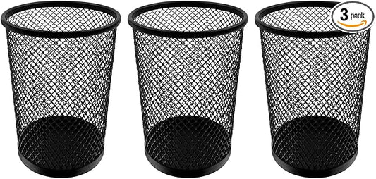 Desk Pencil Pen Holder, Wire Mesh Pen Cup Holder for Desk Organizer and Office Desk Accessories (3 Pack)