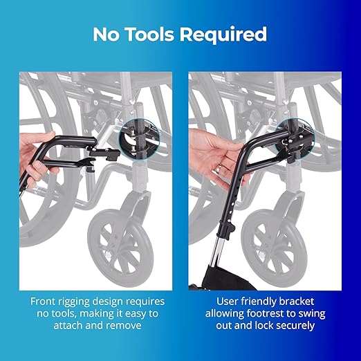 Invacare Wheelchair Legrest with Heel Loops & Swing-Away Design, Adjustable Footrest Length and Flip-Up Aluminum Footplate, Easy-to-Install, Compatible with Most US Wheelchairs & Transport Chairs
