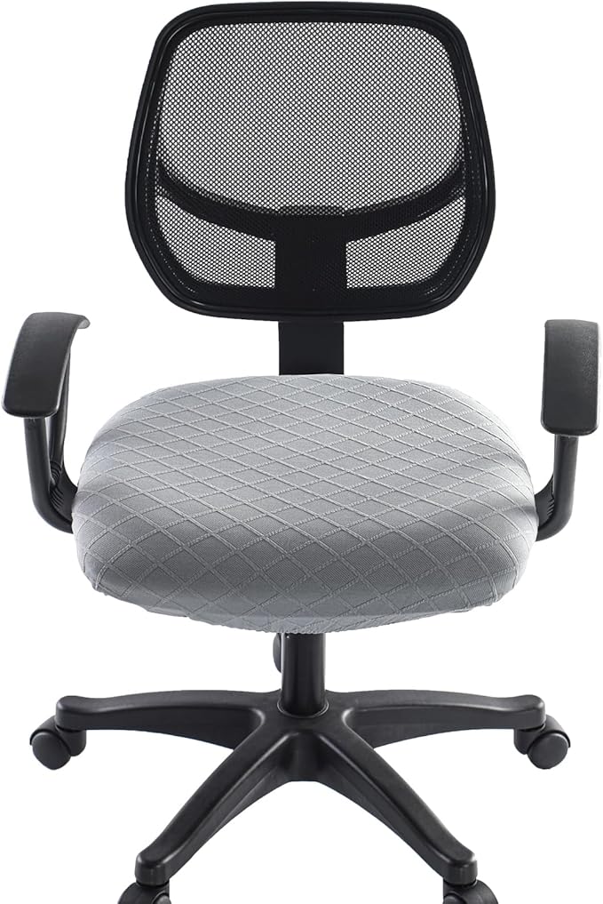 Stretch Jacquard Office Chair Cover, Removable Washable Desk Chair Cover, Anti-dust Seat Cushion Protectors - Grey