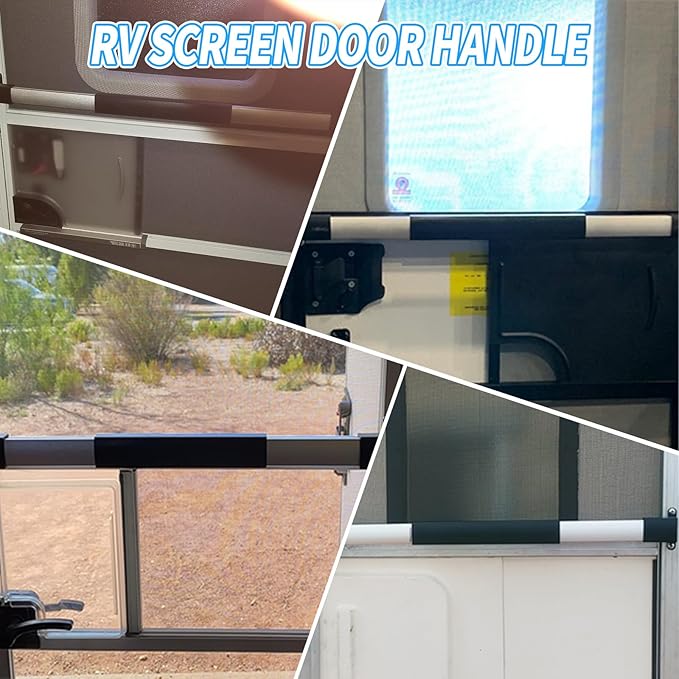 Gekufa Adjustable RV Screen Door Cross Bar Handle Universal Fit for Camper and Motorhome, 21-5/8" to 28-5/8", Durable Aluminum Frame with Non-Slip Grip