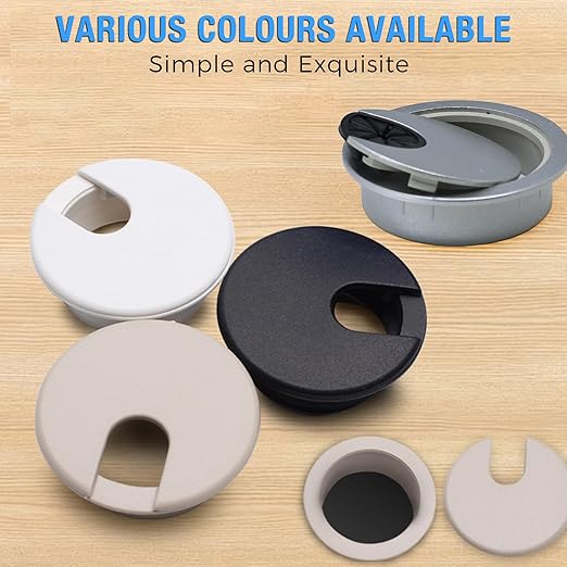 Desk Grommet 2" (50 mm), Desk Cord Hole Cover, Cable Grommet ABS Plastic, Desk Hole Grommet for Office and Home Table Cable, Detachable Cable Cord Organizer (White 2 Pcs)