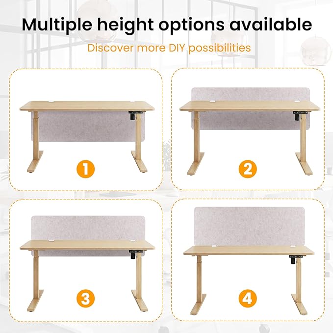 Desk Divider, Clamp On Felt Desk Privacy Panels, Acoustic Sound Absorbing Desk Partition for Office Desk, Reduce Distractions, Oatmeal, 1 Pack, 24 x 48 in