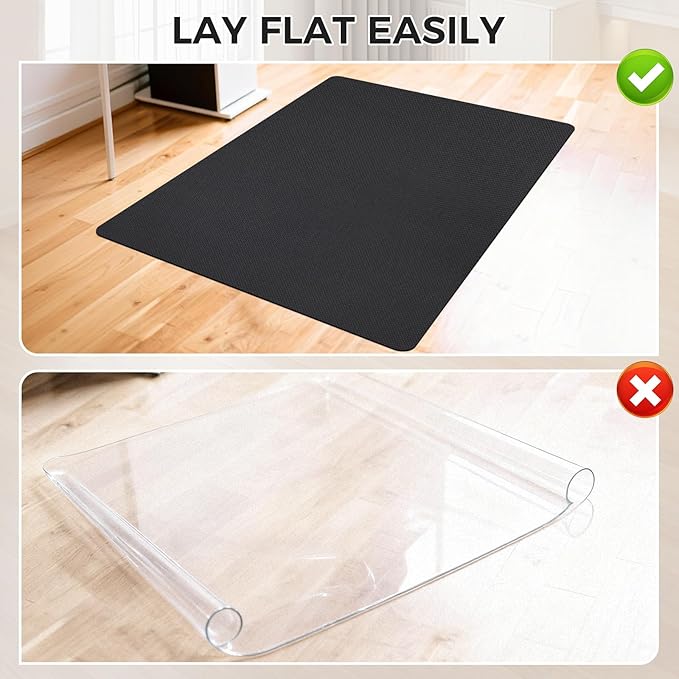 Sycoodeal Chair Mat, 48" x 55" Office Chair Mat for Hardwood and Tile Floor, Heavy Duty Floor Protector for Rolling Chairs, Non-Slip,Computer Mat for Home Office(Black)