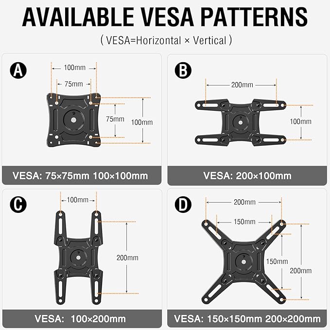ELIVED Full Motion TV Monitor Wall Mount for Most 14-42 Inch LED LCD Flat Screen TVs & Monitors, Swivel Tilt Extension Rotation tv Mount Bracket Max VESA 200x200mm, up to 44 lbs.