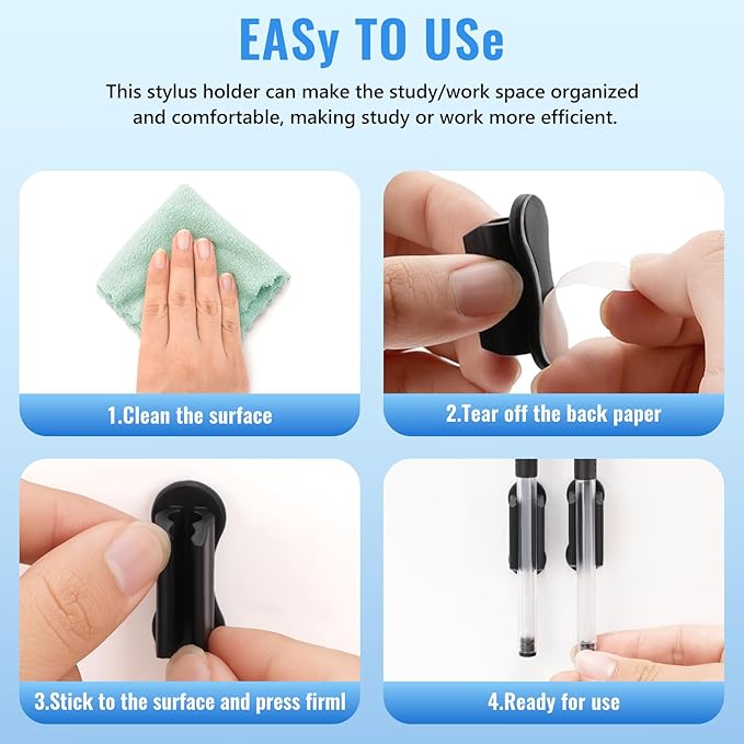 VZZNN Adhesive Pencil Holders for Desk, 40 PCS Silicone Pencil Holder for Desk,Marker Holder, Adhesive Pen Holder for Classroom Clipboard Attachment, for School Office Accessories,Teacher Supplies