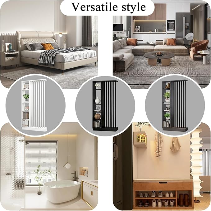 Room Divider with Shelves, Entrance Hall Partition Screen Column Floor to Ceiling - Freestanding Room Divider with Storage Shelf, Freestanding Decor for Bedroom (A Black + Black, 39.4in / 100cm)