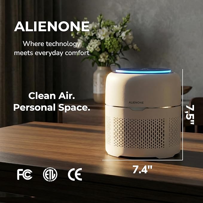 Bedroom Air Purifier, Small HEPA Air Purifier for Bedroom, Desk & Office, Compact Desktop Air Purifier for Home, Quiet Personal Air Purifier, Mini Air Purifier, H13 Filter, 300 Sq Ft