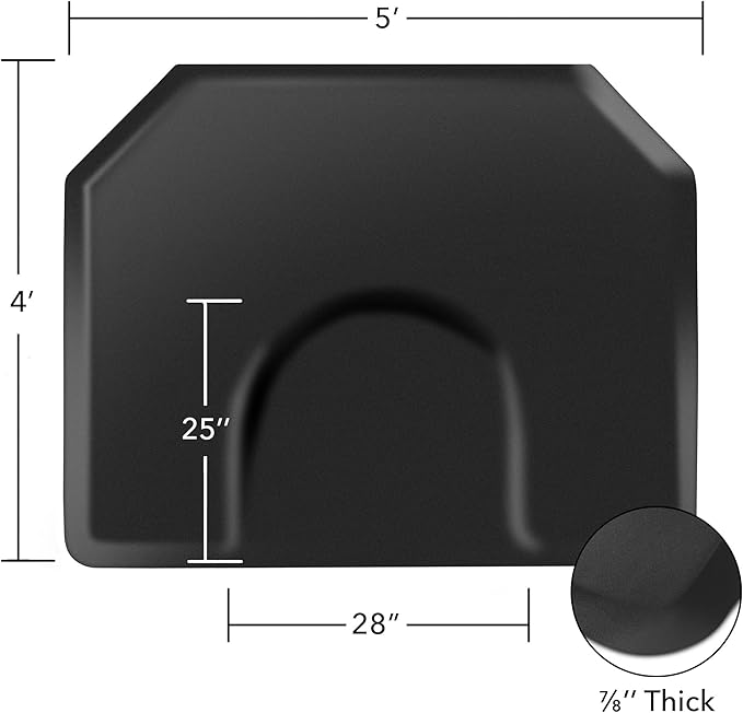 Saloniture 5 ft. x 4 ft. Salon & Barber Shop Chair Anti-Fatigue Mat - Black Hexagon - 1 in. Thick