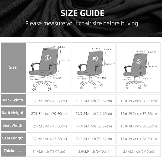Stretch Computer Office Chair Cover with Durable Zipper - Universal Washable Removable Spandex Rotating Boss Chair Slipcovers - Anti-dust Soft Desk Chair Seat Protector for Dogs, Cats, Pets