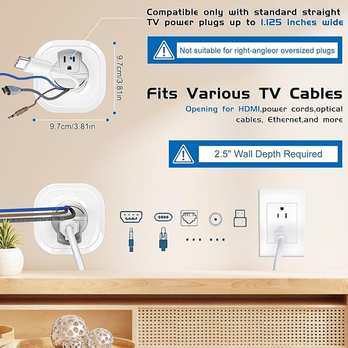 in Wall Cable Management Kit,All-in-One Voltage Adapted Cable Organizer, Streamline Wires for Living Room/Office | Easy Install Wall Wire Hider, with Drill Hardware in Wall Cable Management