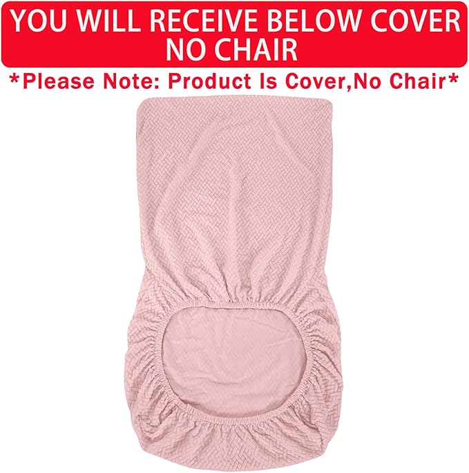 Vanity Chair Cover Criss Cross Chair Cover Waterproof and Elastic Armless Chair Slipcover Armless Chair Covers Office Chair Covers (Pink,Just The Cover,No Chair)