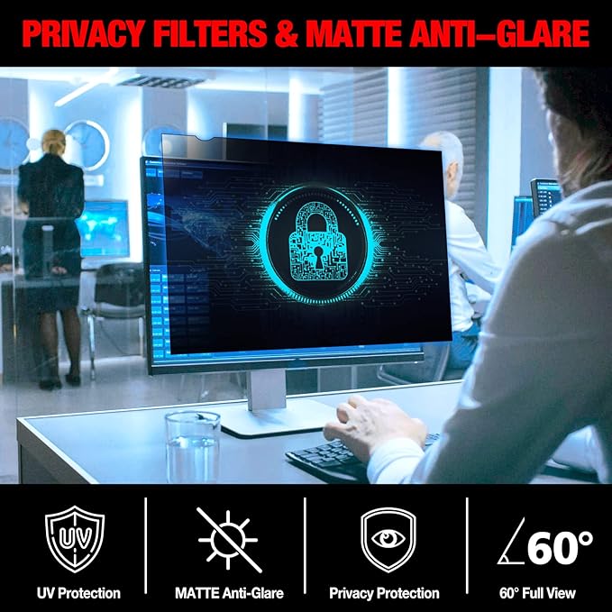 Computer Privacy Screen Filter for 23.6 Inch 16:9 Widescreen Monitor, Anti-Spy/Anti Glare Protector Office Accessories - WxH: 20 9/16" x 11 9/16" (522mm x 294mm)
