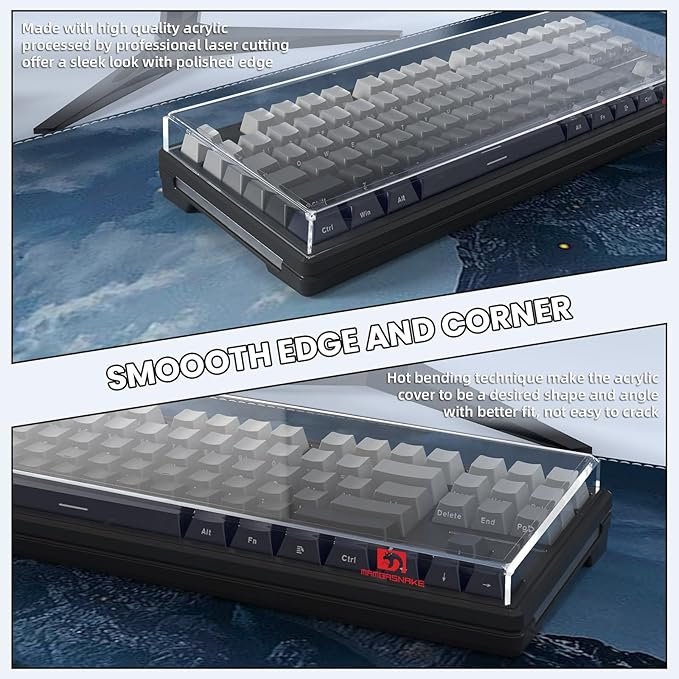 ZIYOU LANG KC03 Acrylic Clear Transparent Keyboard Cover(13.9 * 5 * 0.9’’) with Dustproof Waterproof Anti-hit Anti-cat Protective Case for 75% Layout 82Key 84Key 87Key Mechanical Gaming Keyboard