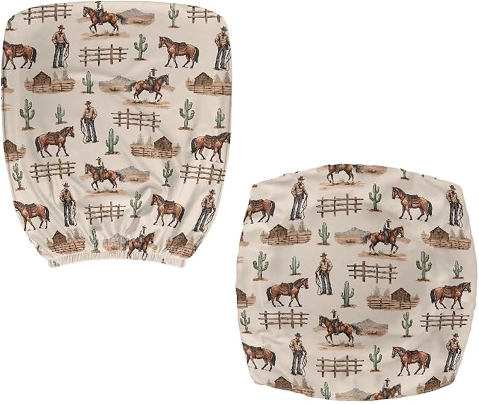 Western Cowboy Horse Office Chair Covers Washable Computer Office Chair Seat Cover 2 Piece Office Chair Slipcovers Protector Desk Accessories Dorm Computer Rotating Chair Slipcover