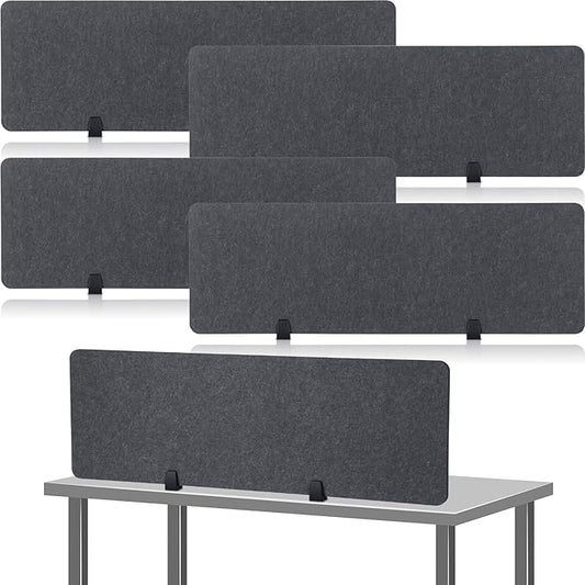 Yaomiao 4 Pack Acoustic Desk Divider Soundproof Desk Privacy Panel Freestanding Partitions Sound Absorbing Divider for Office Reduce Noise and Visual Distractions 47.3" x 16"(Dark Gray)