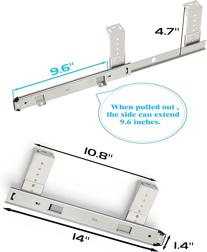 FRMSAET Heavy Duty 12/14/16/18 inches Thickness Steel Construction Ball Bearing Keyboard Slides Keyboard Drawer Slides Tray Accessories Cabinet Furniture Hardware Rails (14 inches, Silver)