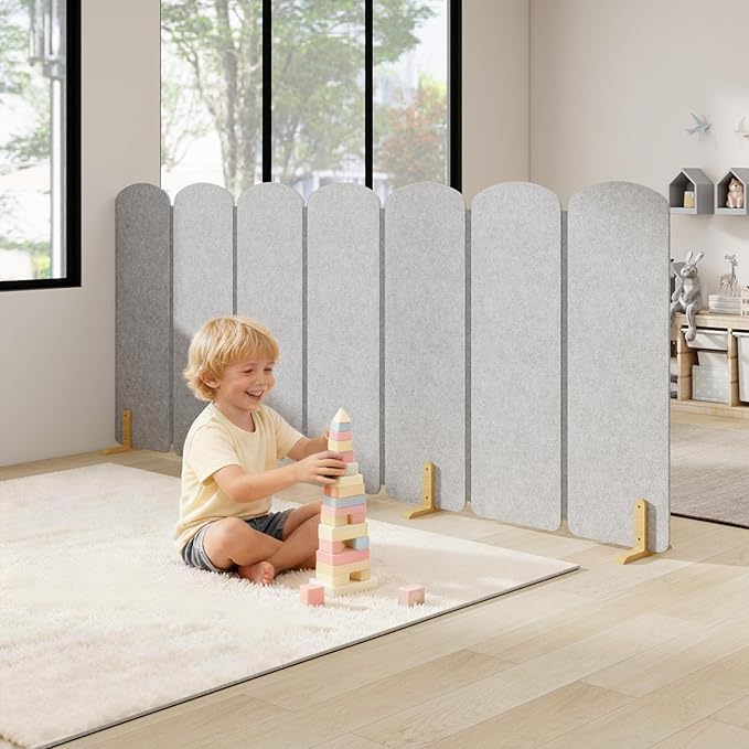 Foldable Kids Room Divider, Freestanding Classroom Partition,Toddler Play Screen, Children's Playroom Separator, Noise Reducing Felt Panel for Preschool, Daycare & Focused Learning at Home Library