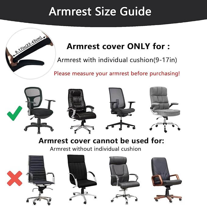 Office Chair Cover,Removable Desk Chair Cover with Zipper,Stretch Anti-dust Universal Rotating Office Seat Slipcover,Washable High Back Computer Seat Protector for Pets (Black, Medium|Armrests)