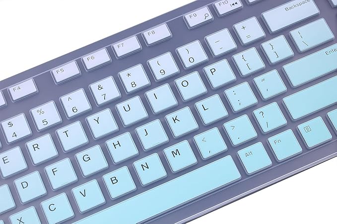 Keyboard Cover Skin Compatible for Dell KM636 KB216 KB216t KB216p Wireless/Wired Keyboard & Dell Optiplex 5250 3050 3240 5460 7450 7050, Inspiron AIO 3475/3670/3477 All-in One Desktop (Ombre Mint)