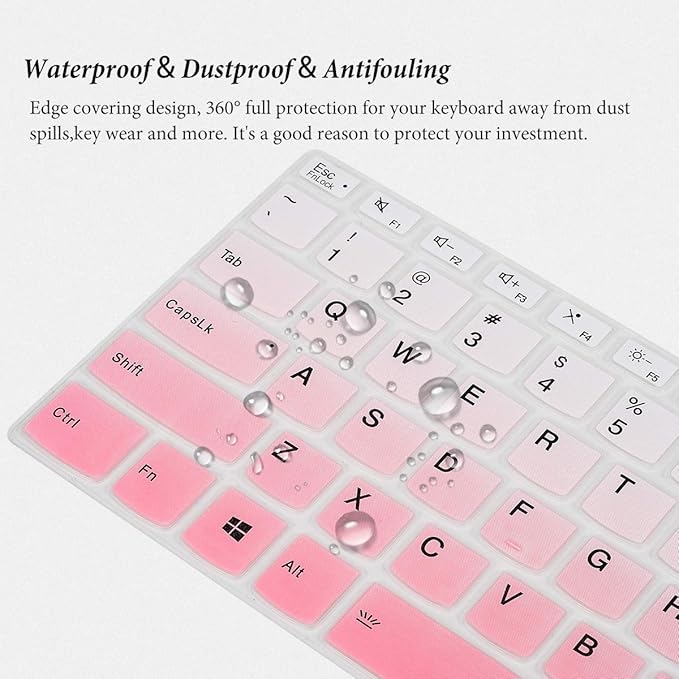 Keyboard Cover for Lenovo Flex 5 14 2-in-1 Laptop, Lenovo Idepad S540 14",Lenovo IdeaPad 5 14 inch, Lenovo Ideapad Flex 5 5i 14/Yoga 7i 5i 14/ThinkBook 14 14S G2 Keyboard Skin-Gradual Pink