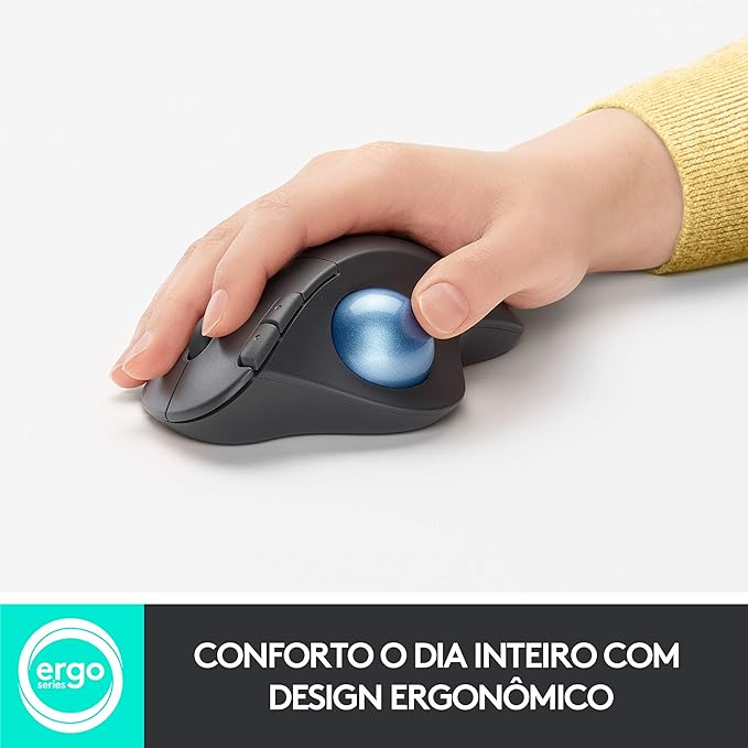 Logitech Ergo M575 Wireless Trackball, Ergonomic Comfort Design, Optical Wireless up to 33 feet 2000 DPI, Bluetooth Technology - 910-005869 (Black) (Renewed)
