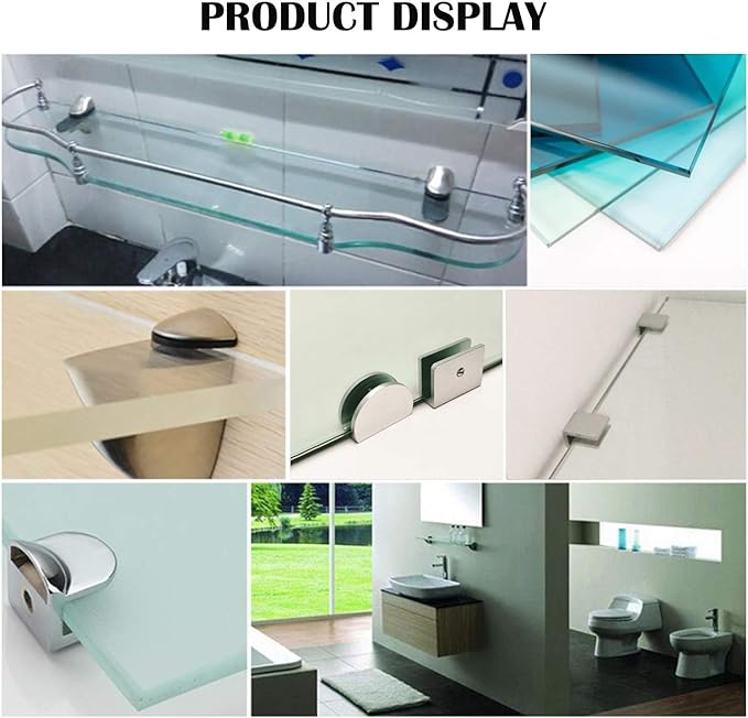 Aopin Glass Shelf Bracket Glass Clamp Holder Glass Shelf Holders Support Glass Clamp Bracket Shelf Clip Clamp, Suitable for 5~8MM / 0.19~0.31 Thick CGlass Screen Clip Holder 10 PCS
