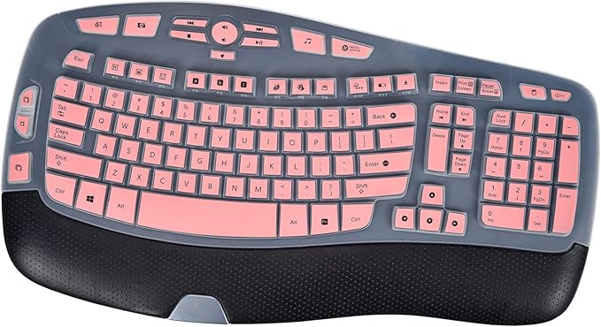 Keyboard Cover for Logitech K350 MK550 MK570 Wireless Wave Keyboard Cover Skin Protector, Logitech K350 MK550 MK570 Accessories, Pink