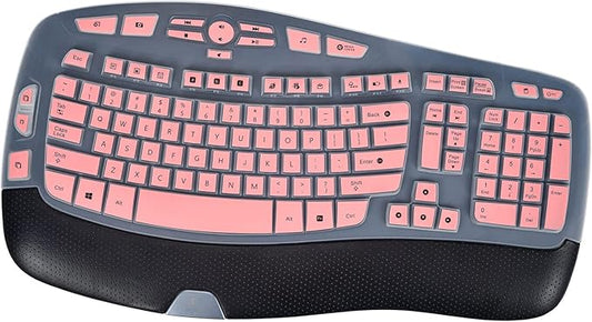 Keyboard Cover for Logitech K350 MK550 MK570 Wireless Wave Keyboard Cover Skin Protector, Logitech K350 MK550 MK570 Accessories, Pink