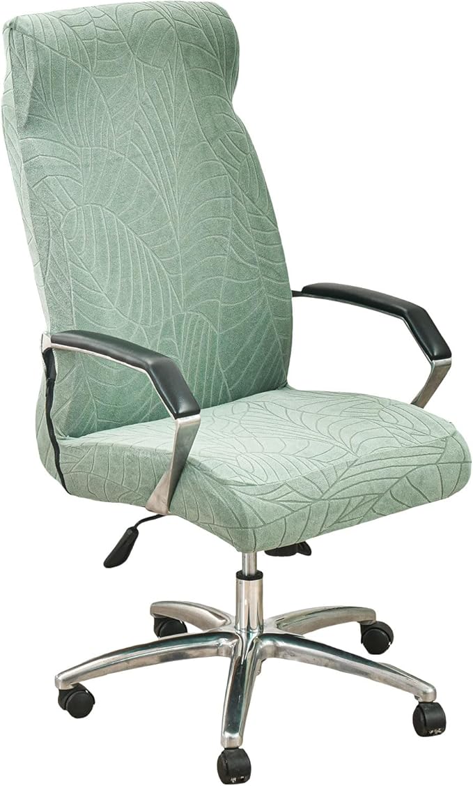 Stretch Office Chair Cover with Zipper Printed Computer Chair Cover for Armrest Chair Universal Removable Spandex Rotating Boss Chair Slipcovers Soft Desk Chair Seat Protector for Dogs, Cats (L, 56)