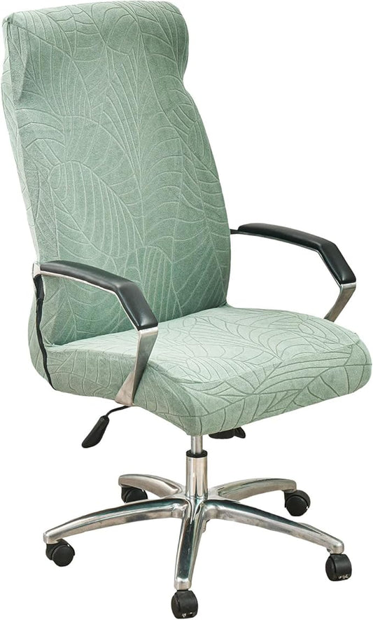 Stretch Office Chair Cover with Zipper Printed Computer Chair Cover for Armrest Chair Universal Removable Spandex Rotating Boss Chair Slipcovers Soft Desk Chair Seat Protector for Dogs, Cats (L, 56)