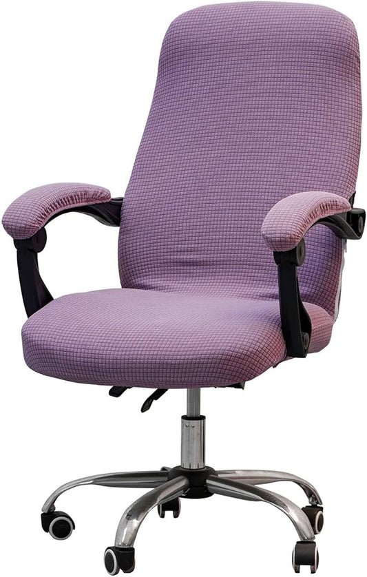 Melaluxe Office Chair Cover with Armrest Covers， Universal Stretch Desk Chair Cover, Computer Chair Slipcovers (Size: L) - Purple