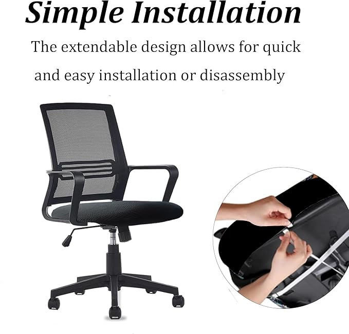 One Stretch Office Chair Cover, Universal Elastic Computer Desk Seat Slipcover, Washable Removable Protective Cover for Rotating Swivel Chair, Anti-Dust(Black)