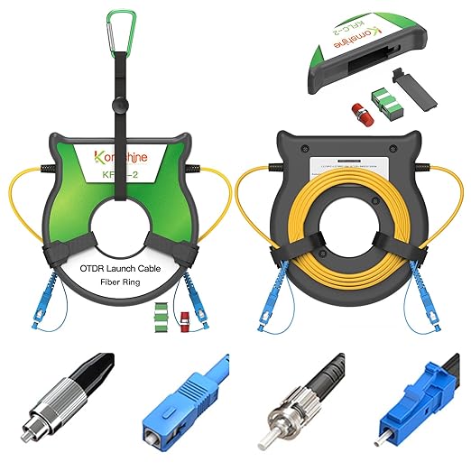 KOMSHINE OTDR Launch Cable Box Patch Cord Fiber Ring Single Mode SM 500M Dead Zone Eliminator 9/125um Fiber Launch Cable Extension Cords Used with Fiber Optic OTDR (SC/UPC-LC/UPC)
