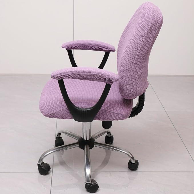Melaluxe Office Chair Cover with Armrest Covers， Universal Stretch Desk Chair Cover, Computer Chair Slipcovers - Purple