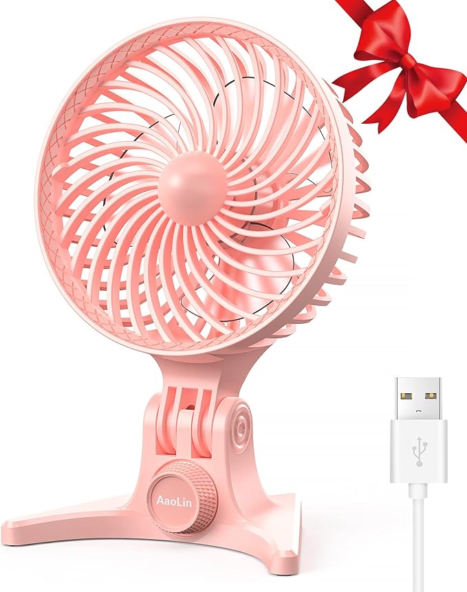 AaoLin USB Desk Fan, Small Fans with CVT Variable Speeds, Strong Cooling Airflow, Quiet Portable, Desktop Mini Personal Table Fan for Room, Home,Office, Bedroom, Pink