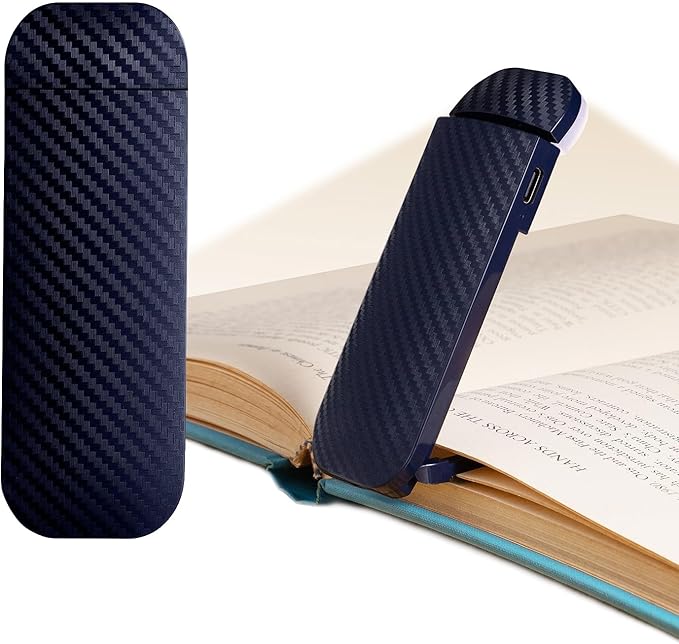 HEMONNKAM Book Reading Light, Rechargeable Clip on Booklight, Eye Caring 3 Color Temperatures & 5 Brightness Levels, Night Use for Bed, Long Lasting, Reading at Night in Bed, Deep Blue