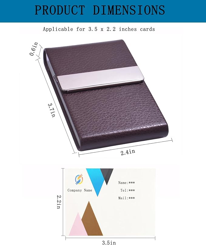 Business Card Holder with Ultra Slim Design,Business Card Case with Premium PU Leather, Suit Pocket Metal Card Holder for Women/Men,Professional Name Card Holder with Magnetic Shut (Coffee)