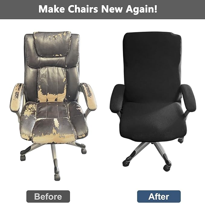 Melaluxe Office Chair Cover with Armrest Covers， Universal Stretch Desk Chair Cover, Computer Chair Slipcovers (Size: L) - Light Coffee