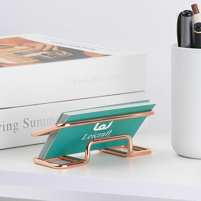 Business Card Holder for Desk, Cute Metal Card Organizers and Office Desk Accessories for Men and Women (Silver)