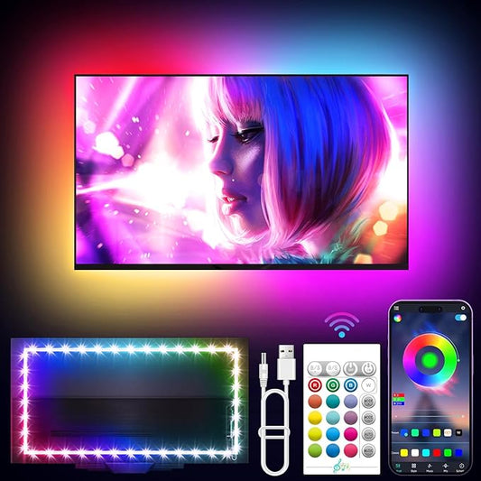 KANTUTOE TV LED Backlight, 9.84ft LED Lights for 32-43in TV, RGB TV Lights Behind with Music Sync Bluetooth APP and Remote Control Strip Light USB Powered for Bedroom Home Decor
