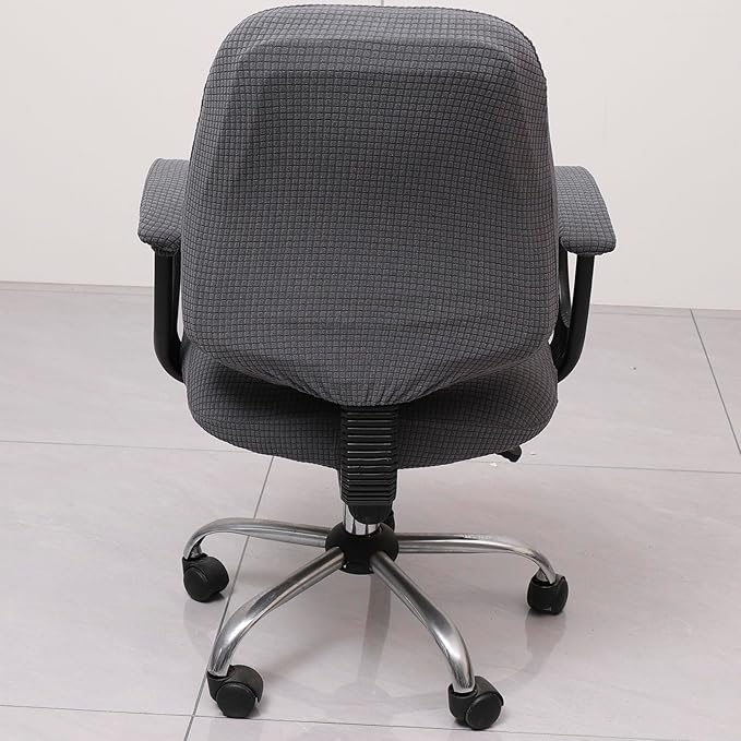 Melaluxe Office Chair Cover with Armrest Covers， Universal Stretch Desk Chair Cover, Computer Chair Slipcovers - Dark Gray